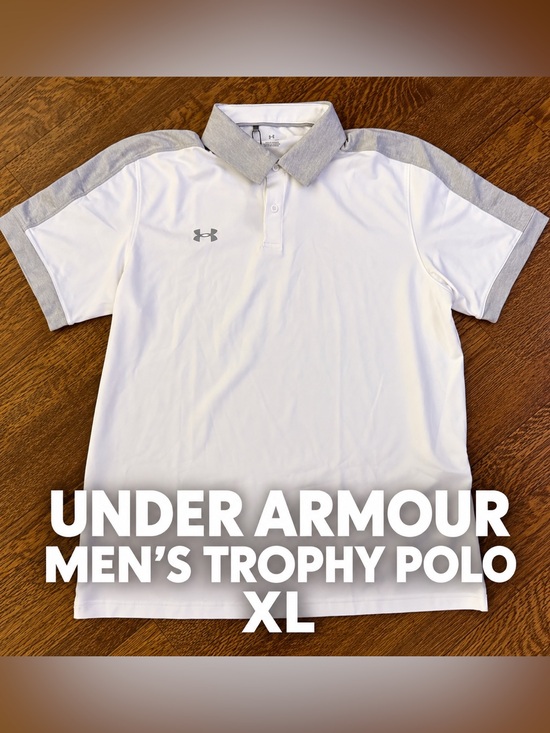 Under Armour Other - NWT Under Armour Men’s UA Trophy Polo White Mod Gray Golf Shirt XL
